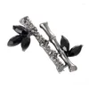 Broches Style chinois en métal bambou Zircon broche broche CZ cristal strass plante en forme de vêtement accessoire unisexe