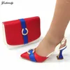 Dress Shoes Nigerian Style Elegant Woman With Bag Sets Italian Decorated Crystal High Heels And Set For Party