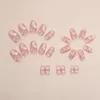 Faux ongles longs ovales manucure nuage étoile rose pointes d'ongles français presse détachable sur les femmes