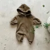 Pullover Baby Pocket Hooded Zip Up Jumpsuit Born Clothes Boy Comfy Romper With Zip Girls Climbing 231027