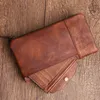 Carteiras Aetoo Original Vintage Couro Longo Bolsa Unissex Couro Top Fivela Feito Old Money Clip Multi-Slot Zipper Bag