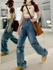 Jeans pour femmes Baggy Femmes Ripped Denim Bleu Chic Tendance All-Match Pleine longueur College Teens High Street Harajuku Pantalon à jambes larges Été