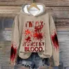 Herrtröjor tröjor gotiska blod tröjor kvinnor jag är ok det är inte mina blod hoodies halloween sarkastiska humor huvor pullover tunics kvinnliga blusar l231027