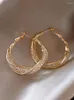 Hoop Earrings Mesh Crystal Openwork Women's Luxury Stud Light Niche Temperament