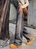 Kadınlar Kot Bahar ve Yaz Retro Niş Tasarım Sense Kesildi Geniş Bacak Erkek Gradyan Gevşek Takas Düz Sıradan Pantolon