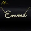 Hanger Kettingen Qitian Gepersonaliseerde Naam Ketting CZ Kristal Naamketting Iced Out Zirkonia Kettingen Aangepaste Ketting Sieraden Voor Vrouwen Cadeau 231026