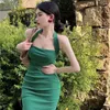 Casual Dresses 2023 Summer French Style Women Dress Vintage Advanced Solid Color Slim Fashion Design Pretty Long Sleeveless