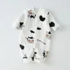 Rompertjes herfst pluche dikker baby thuis pak bodysuit cartoon beer dinosaurus jongen meisje baby klimmen jumpsuit geboren kinderen slaapdoek 231026