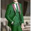 Costumes masculins mode Royal Blue Mens 3 pièces ensembles de mariages de marié Tuxedos Groomsmen Prom Blazer Slim Fit Costume Homme Veste Veste Pantalon