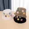 Bérets chapeau de pêcheur respirant seau en peluche pour femmes à la mode avec décoration d'étoile colorée élégant en plein air pour l'automne/hiver