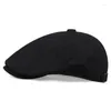 Berets 2023 Soild Color Beret Cap para Homens Linho Algodão Sboy Chapéus Mulheres Moda Vintage Britânico Mens Pintor Chapéu Octogonal