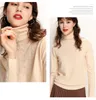 Kvinnors tröjor Cashmere Cotton Blend Hollow Out Turtleneck Women Pullover 2023 Autumn Winter Korean Fashion High Collar Jumper Sticked