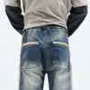 Мужские джинсы Jogger, свободная посадка с эластичной резинкой на талии, уличная одежда, мужские шаровары, лоскутные модные брюки Desinger S, стиль Kpop