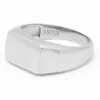 Anneaux de mariage 925 en argent Sterling chevalière pour hommes femmes Rectangle classique Simple gravé anneaux pour amoureux Couples bijoux de mariage cadeau 231027