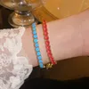 Braccialetti a maglie 2023 Bracciale con pietre stile coreano alla moda semplice blu rosso per donna