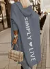 Женские вязаные футболки с капюшоном, кардиган, модное повседневное женское свободное открытое пальто с длинным рукавом, осень-зима с буквенным принтом 231027