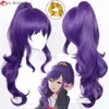 Trajes de Catsuit 61 cm Asahina Mafuyu Cosplay Anime Projeto SEKAI COLORIDO ESTÁGIO Roxo Escuro Encaracolado Resistente Ao Calor Perucas de Cabelo + Peruca Cap