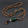 Pendant Necklaces Ethnic Tibetan Nine Eyes Dzi Evade Peace Ox Horn Necklace Nepal Jewelry Sandalwoods Vintage