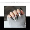 False Nails 24st Sexy Leopard Wave Designs French Long Coffin Fake Nail Fashion Artificial Full Cover Art
