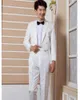 Herrdräkter 2023 stil tailcoat 2st elfenben bröllop brudgummen män kostym uppsättningar smoking