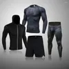 Sous-vêtements thermiques pour hommes, ensemble de 4 pièces, combinaison de sport à Compression d'hiver, vêtements longs, survêtement de course, collants d'entraînement