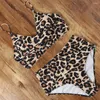 Kvinnors badkläder clearance -stil lågt pris Hög midja bikini Push Up Leopard Tie Dye Set 2023 Baddräkt