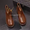 Botas cortas de piel de vaca para hombre, zapatos altos, botas cómodas de moda de estilo británico, botas de cuero con cremallera, primavera y otoño