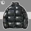 Heren donsparka's glanzende gewatteerde jas heren losse casual parka Japanse streetwear hiphop windjack winter warm dik opstaande kraag uitloper mannelijk 231026