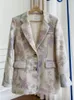 Ternos femininos moda impressão blazer de lã casaco para mulher gola entalhada único breasted elegante comprimento médio jaquetas 2023 3wq7154