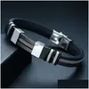 Kette Edelstahl Armband Männer Handgelenk Band Schwarz Sile Mesh Link Einsatz Punk Casual Armreif Drop Lieferung Schmuck Armbänder Dhgarden OTN58