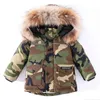 Para baixo casaco 30 graus crianças inverno jaqueta de pato branco para roupas de menina parka menino camuflagem casacos terno de esqui grosso pele crianças snowsuit 231026