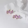 Goujon en Zircon et diamant Moissanite violet carré ondulé en argent S925