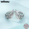 웨딩 반지 Wostu 925 스털링 실버 힙합 빈티지 커플 크리에이티브 윙스 여자 펑크 파티 보석 생일 파티 선물을위한 열린 반지 231027