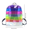 Backpack School Bags INS Rainbow Stripe Backpack Transparent PVC Soft Bag Approved Transparent Schoolbag Waterproof Unisex Knapsackstylishhandbagsstore