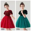 Flickaklänningar Baby Girls Dress Solid Color Fluffy Kids Formal Costume 2023 Summer 2 till 10 Yrs Children's Party Clothing