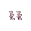 Goujon en Zircon et diamant Moissanite violet carré ondulé en argent S925