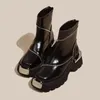 Botas sapatos para mulheres 2023 de alta qualidade preto mulheres rua moda redonda dedo do pé senhoras não deslizamento grosso sola gótico 231026