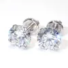 Cadermay 3mm-11mm 2CTW Round Moissanite Stud 4 PRONS 925 Silver Gold Plated Screw/Push Back Diamond Solitaire