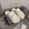 Designer shoes balencaga Furry Platform Sandal thick soled slippers women winter elevated comfort letters inside. fur slippers Furry Slide 3LT9L