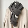 Scarves Luxury Brand Wool Scarf For Women Men Solid Color Plain Real Female Winter Warm Neck Cashmere Shawl 231027