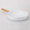 Pans 1pcs Double-sided Ceramic Non-stick Pot Japanese Style White Wood Grain Soup Frying Pan Combination Non Stick Cooking