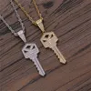 Luxe Diamond Key Ketting Hanger Iced Out Zirkoon Goud Verzilverd Heren Bling Hip Hop Jewelry3026