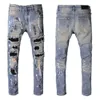 Mens Robin Jeans Black with Silver Crystal Studs Denim Pants Designer Trousers Wing Clips zipper Embroidery Straight fit size 30-42