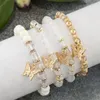 Urok Bracelets Kymyad Boho Biżuteria Kryształowa kamienna bransoletka dla kobiet złoty kolor Butterfly Tassel Women Sets 231027