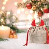 Emballage cadeau Sacs de bois de Noël Rouge Santa Claus Velvet Draw String Sacs de bonbons Sacs d'emballage cadeau Drop Décoration Navidad 231027