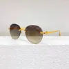 Óculos de sol lente pochromic alta qualidade redonda sem moldura mulheres homens designer moda óculos sol ouro metal quadro