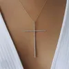 Klassisk stor storlek Cross Pendant Necklace for Women Charm smycken kubik zirkon CZ Diamond Crucifix Christian Ornament Accessories267p