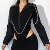 Women's Hoodies European And American Clothing Punk Split Slim Looking Black Jumpsuit