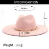 Wide Brim Hats Bucket Fedora hat Same Color Chain Big Rim Heart Top 95cm Hemline Fashion Hat Unisex Suede Jazz 231027