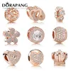 Dorapang 100% 925 Sterling Silver Rose Gold Clear Cz Pan Charm Bead Collocation Armband DIY For Jewelry Factory Whole211j